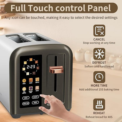 SEEDEEM Toaster 2 Slice, Full Touch Control Stainless Toaster, LCD Display - Image 4