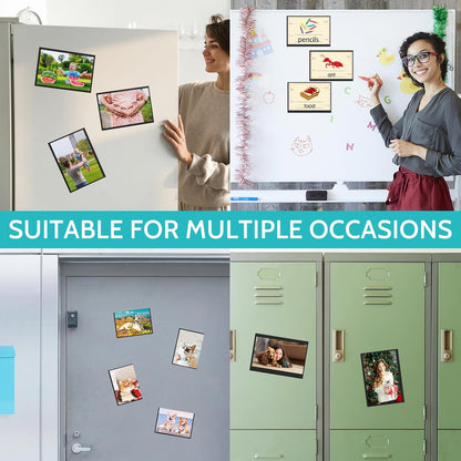 12 Pack Magnetic Picture Frame, Magnetic Frame with Black Border, Magnetic Photo Frames for Refrigerator 4x6” Reusable, Refrigerator Magnets for Pictures Perfect Display Frame