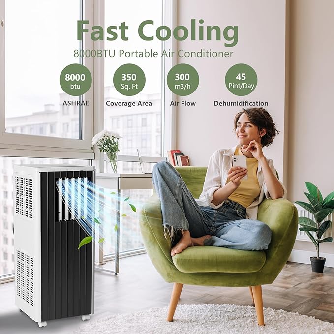 Portable Air Conditioners 8000 BTU, Remote Control AC Unit - Image 5