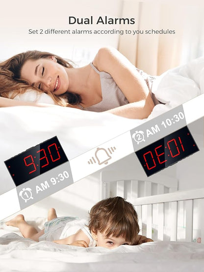 PPLEE Alarm Clock for Bedroom, Large Number Digital Clock - Image 5