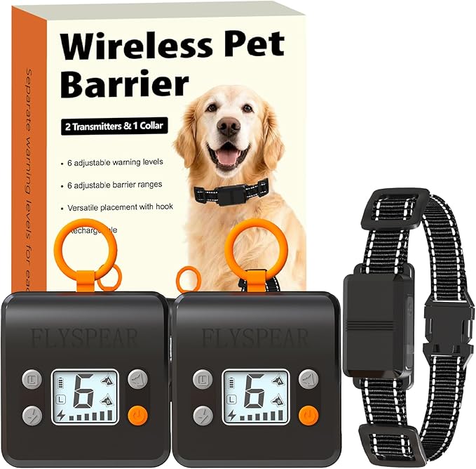 Wireless Pet Barrier with 2 Transmitters by FLYSPEAR