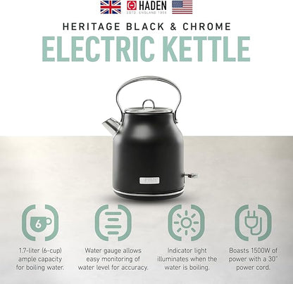 HADEN Heritage 1.7 Liter Stainless Steel Electric Kettle, Hot Water Kettle - Image 2