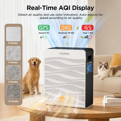 mooka air purifier for home pet large room, side view