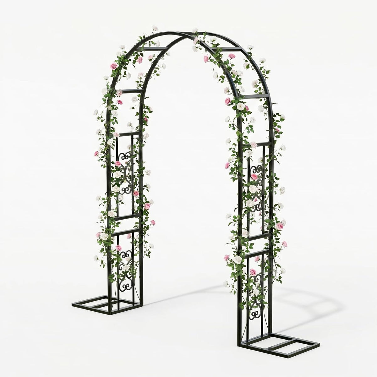 VINGLI Garden Arbor, 7.6ft Arch Trellis for Climbing Plants, Metal Garden Arb...
