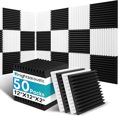 50 Pack Sound Proof Foam Panels by Knightsacoustic