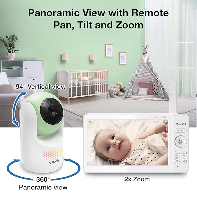 VTech Video Baby Monitor with 7" Color LCD Screen, Rechargeable Battery - Image 4