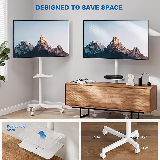 HOLMAXD Mobile TV Stand for 23-65 Inch LCD LED Flat/Curved Panel Screen TVs - Image 3