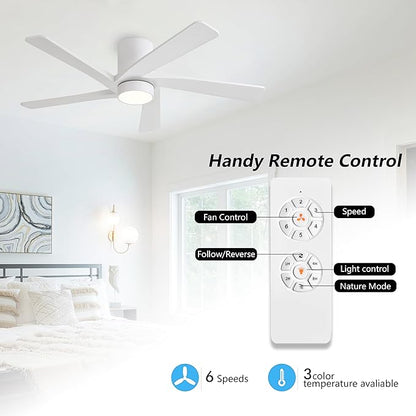WINGBO 54 Inch Flush Mount DC Ceiling Fan - Image 2