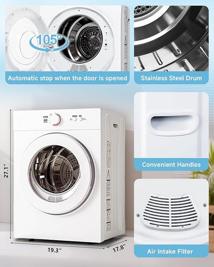 1.8 Cu.Ft Compact Dryer - 1020W Portable Clothes Dryer - Image 5
