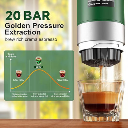 Portable Espresso Machine with Removeable Battery, 20 bar Mini Travel Coffee - Image 5