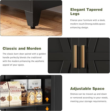 COFaR Black Farmhouse Storage Kitchen Pantry Cabinet - Image 5