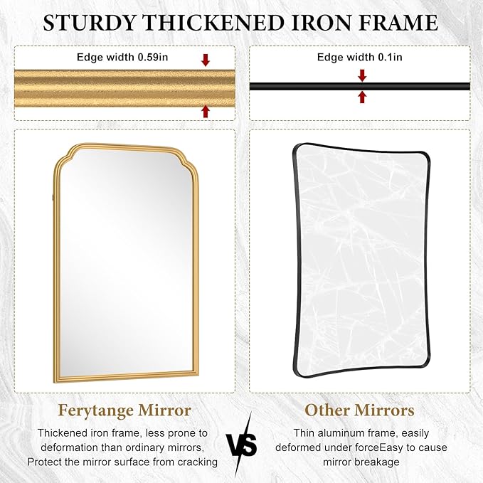 20X30 Inch Gold Bathroom Mirror - Image 8