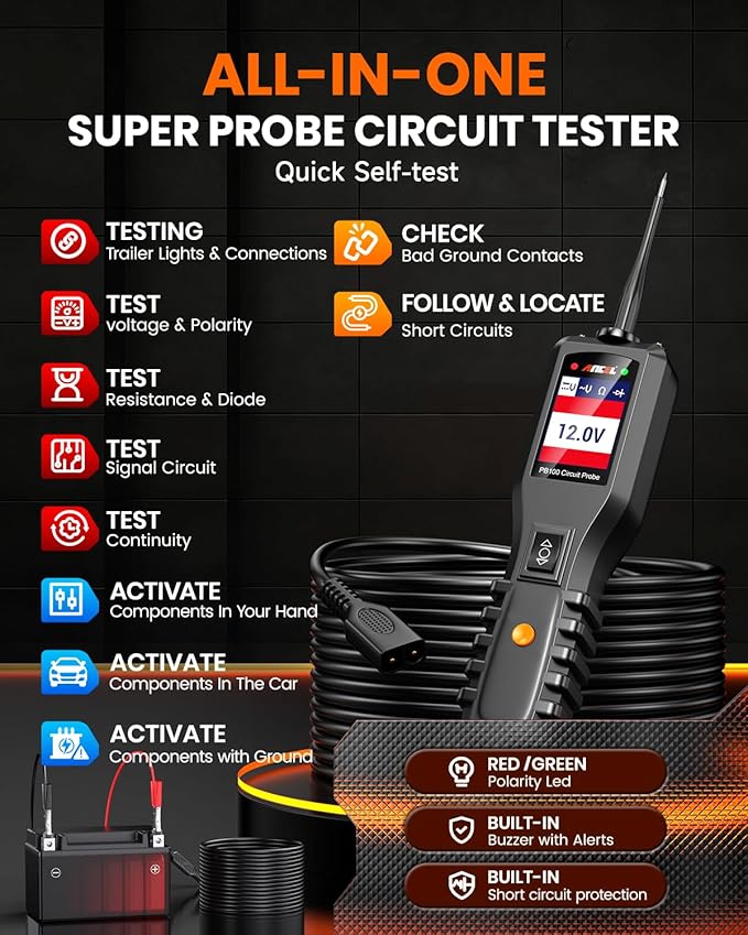 ANCEL PB100 Automotive Power Circuit Probe, 12-24 VDC Car Electrical System - Image 2