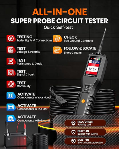 ANCEL PB100 Automotive Power Circuit Probe, 12-24 VDC Car Electrical System - Image 2