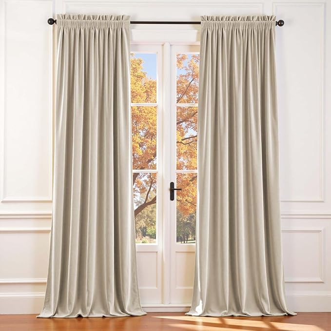 Lazzzy Velvet Blackout Curtains Thermal Insulated Room Window Drapes Super Soft by Lazzzy