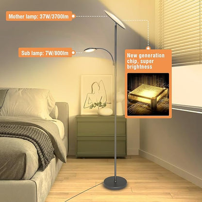 marctronic Gray Floor Lamps for Living Room, 44W/4500LM Super Bright 2 in 1 LED - Image 2