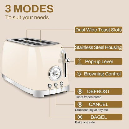 SUSTEAS Toaster 4 Slice Wide Slot, Stainless Steel Bread Bagel Toasters - Image 2