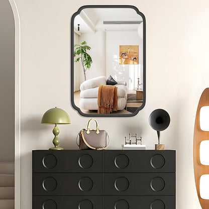 Black Bathroom Mirror for Over Sink 20" x 30" Modern Rounded Rectangle Bathroom - Image 3