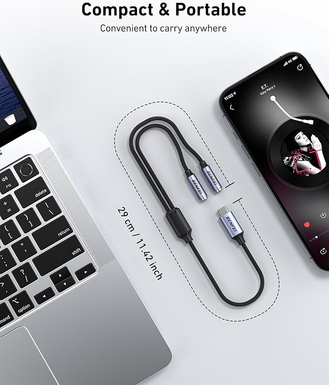 BENFEI USB C to Dual 3.5mm Audio Splitter, Headphone Adapter - Image 6
