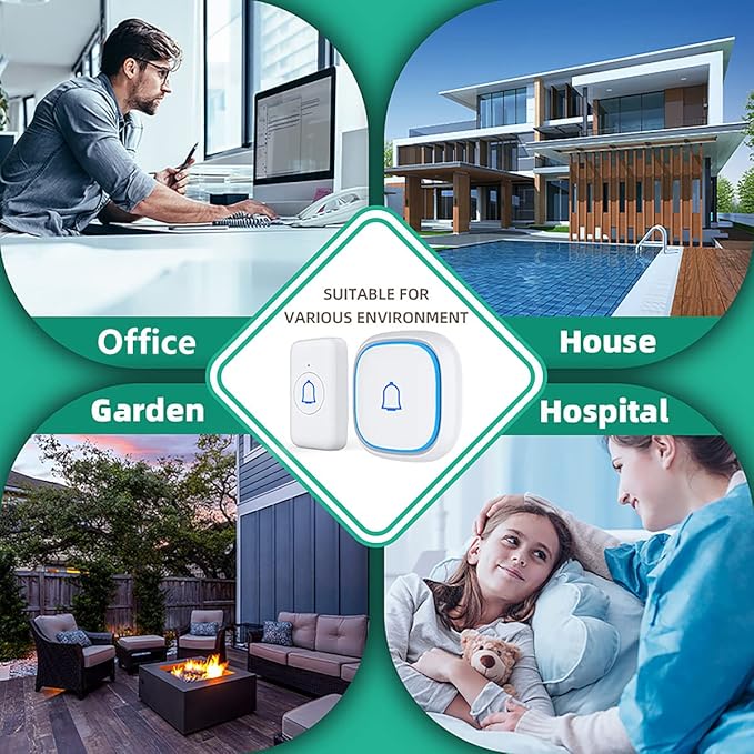 Wireless Doorbell for Home Classroom IP66 Waterproof Door Bell Ringer Wireless - Image 7
