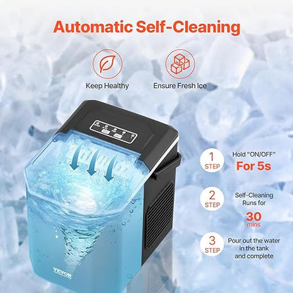VEVOR Countertop Ice Maker, 9 Cubes Ready in 6 Mins, 26lbs in 24Hrs, - Image 4