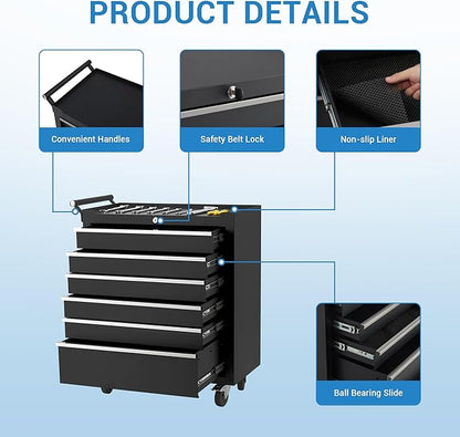 IDEALHOUSE Rolling Tool Chest, 6 Drawers Tool Storage Cabinet, Toolbox - Image 3