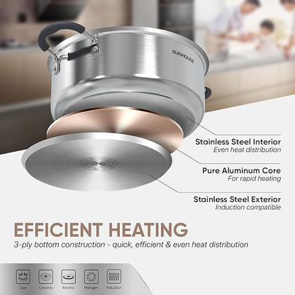 SUNHOUSE - 4.6 Quart Steamer Pots - Image 6