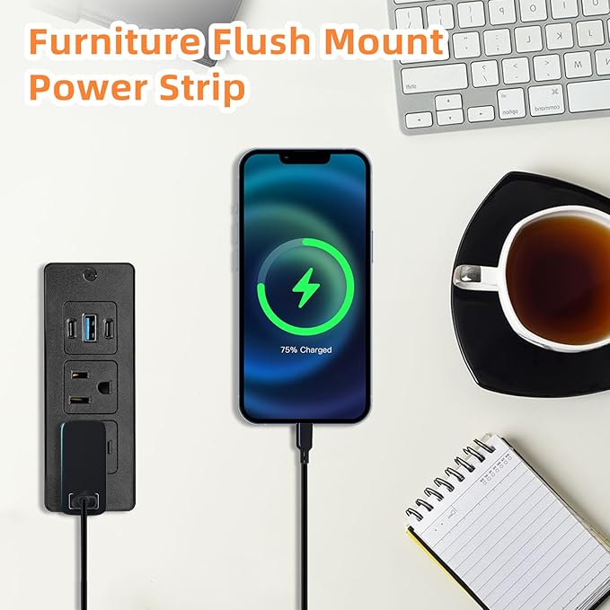 Recessed Power Strip USB, 20W Fast Charging Furniture Outlet - Image 3
