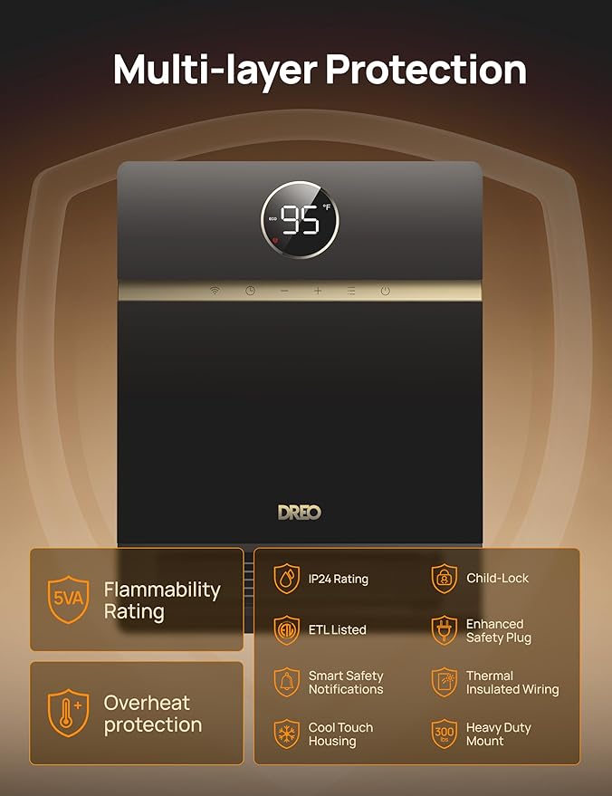 DREO Smart Wall Heater, IP24 Electric PTC Space Heater - Image 5