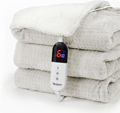 Heated Blanket Electric Blanket Twin Waffle, 62x84 Inches Sherpa Fleece Fast by blunique