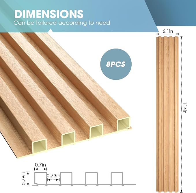 OUZUGIE WPC Acoustic Slat Wall Paneling, Living Room, TV Background, Study Room - Image 3