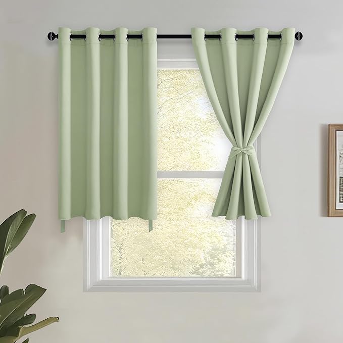 JIUZHEN Short Curtains Kitchen Half Window Blackout Curtains by JIUZHEN