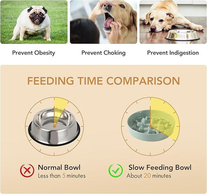 Ceramic Raised Slow Feeder Dog Bowl Set, Elevated 7.3inch Bowl and 8.2inch Slow - Image 5