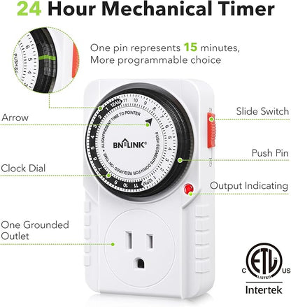 BN-LINK 24 Hour Plug-in Mechanical Timer Grounded - Image 2