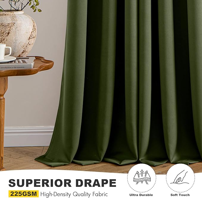 MIULEE Olive Green Blackout Curtains - Image 5