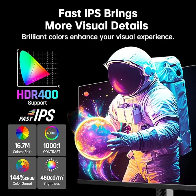 KTC 27 Inch White Gaming Monitor 300Hz/320Hz, QHD 1440P Fast IPS Computer - Image 4