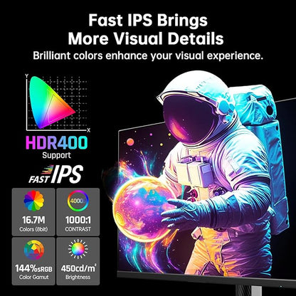 KTC 27 Inch White Gaming Monitor 300Hz/320Hz, QHD 1440P Fast IPS Computer - Image 4