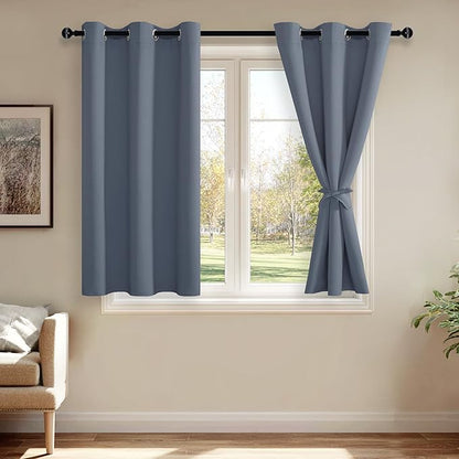 JIUZHEN Blackout Curtains with Tiebacks by JIUZHEN