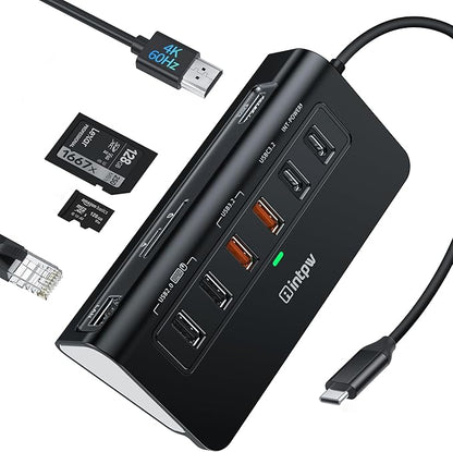 P9R PRO USB C Hub Ethernet, 10Gbps USB C Docking Station 10-in-1 by intpw
