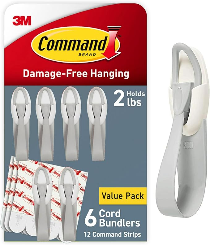 Command Cord Bundlers, Damage-Free Hanging Cord Organizer, No Tools Cord Bundler by Command