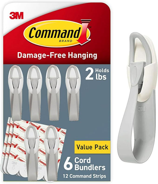 Command Cord Bundlers, Damage-Free Hanging Cord Organizer, No Tools Cord Bundler by Command