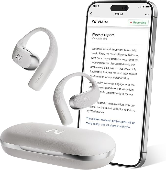 OpenNote AI Voice Recorder – Open Ear Headphones by viaim