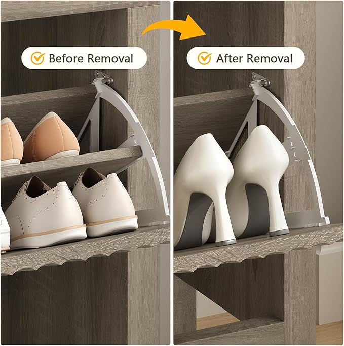 Shoe Cabinet Storage for Entryway, Fluted Shoe Cabinet - Image 5