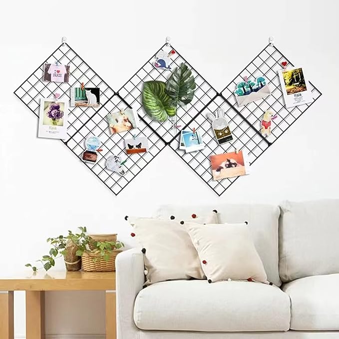 Feadily 5 Pack Metal Grid Wall Board Including 2 Hook Rack, Photo Wall by Feadily