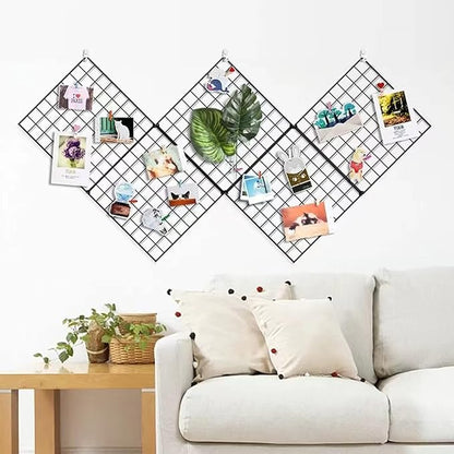Feadily 5 Pack Metal Grid Wall Board Including 2 Hook Rack, Photo Wall by Feadily