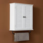 Bathroom Storage Cabinet with Adjustable Wood Shelves & Doors, Made of PDF Wood by Amellix