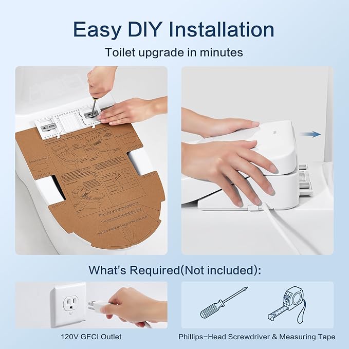 Smart Bidet Toilet Seat with Remote, Adjustable Heated Seat&Air Dryer, Endless - Image 9