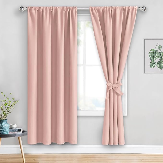 JIUZHEN Blush Pink Blackout Curtains by JIUZHEN