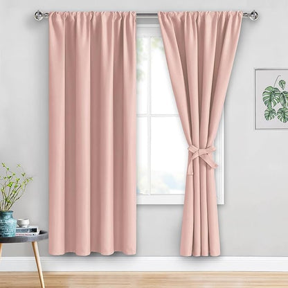 JIUZHEN Blush Pink Blackout Curtains by JIUZHEN