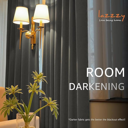 Lazzzy Velvet Blackout Curtains Thermal Insulated Room Window Drapes Super Soft - Image 8